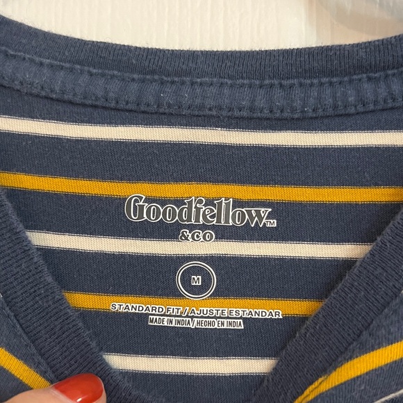 Goodfellow & Co 100% Cotton Short Sleeve Navy Striped T-Shirt - Men’s M - Picture 4 of 5